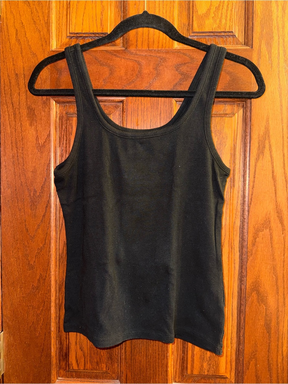 Z Supply Black Ribbed Scoop Tank Top